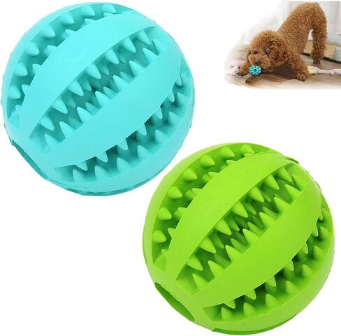 Sunglow 2 Pack Dog Toy Ball，Nontoxic Bite Resistant Teething Toys Balls for Small/Medium/Large Dog and Puppy Cat, Dog Pet Food Treat Feeder Chew Tooth Cleaning Ball Exercise Game IQ Training Ball in Kuwait