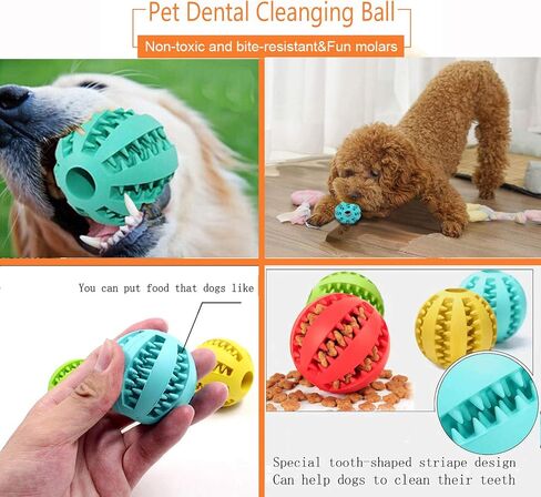 Sunglow 2 Pack Dog Toy Ball，Nontoxic Bite Resistant Teething Toys Balls for Small/Medium/Large Dog and Puppy Cat, Dog Pet Food Treat Feeder Chew Tooth Cleaning Ball Exercise Game IQ Training Ball in Kuwait