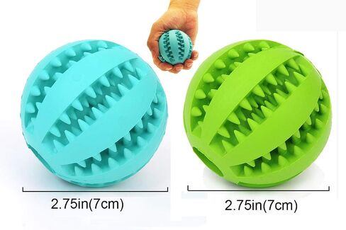 Sunglow 2 Pack Dog Toy Ball，Nontoxic Bite Resistant Teething Toys Balls for Small/Medium/Large Dog and Puppy Cat, Dog Pet Food Treat Feeder Chew Tooth Cleaning Ball Exercise Game IQ Training Ball in Kuwait