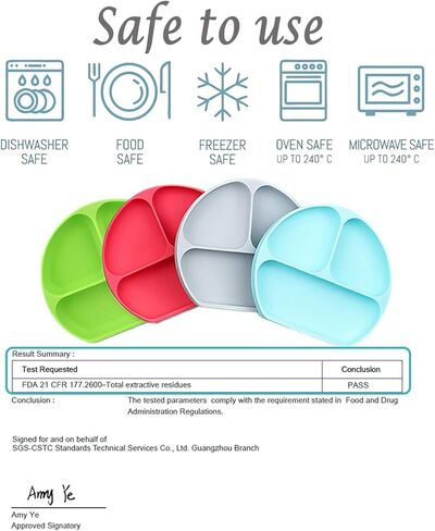 ألواح شفط من السيليكون للأطفال، تلتصق بصواني وطاولات الكراسي العالية، أطباق مقسمة للأطفال، أطباق مثالية للأطفال، خالية من مادة BPA in Kuwait