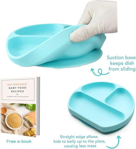 ألواح شفط من السيليكون للأطفال، تلتصق بصواني وطاولات الكراسي العالية، أطباق مقسمة للأطفال، أطباق مثالية للأطفال، خالية من مادة BPA in Kuwait