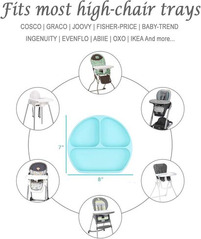 ألواح شفط من السيليكون للأطفال، تلتصق بصواني وطاولات الكراسي العالية، أطباق مقسمة للأطفال، أطباق مثالية للأطفال، خالية من مادة BPA in Kuwait