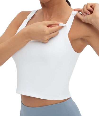 حمالات صدر نسائية للرضاعة الطبيعية من Foucome، قطع علوية قصيرة مع حمالة صدر مدمجة، حمالة صدر رياضية للتمرين بالخطوط الطويلة in Kuwait