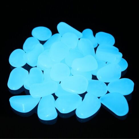 120 قطعة من حصى حوض السمك المتوهج في الظلام والصخور والحصى المتوهج والأحجار المضيئة لتزيين هدايا حديقة حوض السمك (أزرق) in Kuwait