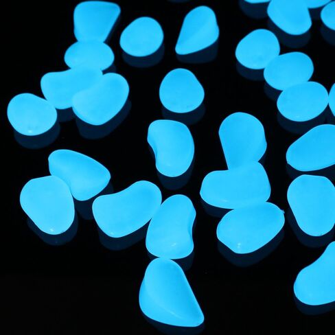 120 قطعة من حصى حوض السمك المتوهج في الظلام والصخور والحصى المتوهج والأحجار المضيئة لتزيين هدايا حديقة حوض السمك (أزرق) in Kuwait