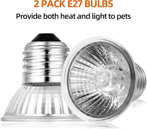 Letgoall 2-Pack 75W لمبات مصباح الحرارة الزواحف، UVA + UVB كامل الطيف لمبات مصباح الشمس لحوض السمك، السلحفاة، السحلية، الأفعى، الحرباء، البرمائيات in Kuwait