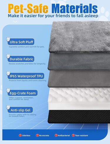 سرير سيتوبيا للكلاب مقاوم للمضغ، أريكة لتقويم العظام للكلاب الكبيرة جدًا، قابلة للغسل، سرير أريكة مع بطانة مقاومة للماء وقاعدة مضادة للانزلاق، مقاس XL in Kuwait
