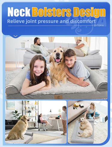 سرير سيتوبيا للكلاب مقاوم للمضغ، أريكة لتقويم العظام للكلاب الكبيرة جدًا، قابلة للغسل، سرير أريكة مع بطانة مقاومة للماء وقاعدة مضادة للانزلاق، مقاس XL in Kuwait