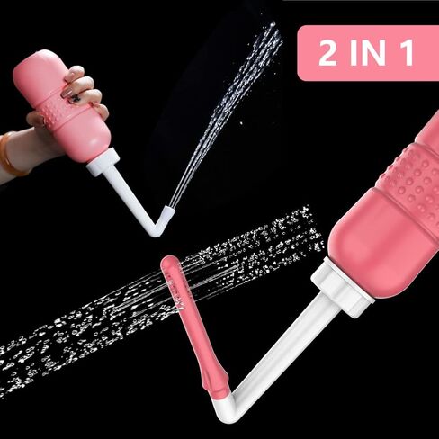 2PCS-Pack Peri Bottle for Postpartum Essentials, Feminine Care 450ml Postpartum Perineal Cleansing 15oz Portable Bidet Travel Bidet with Waterproof Storage Bag (Pink+Blue) in Kuwait