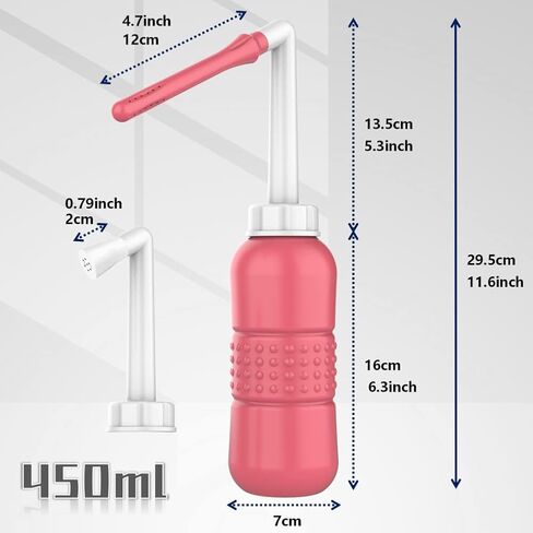 2PCS-Pack Peri Bottle for Postpartum Essentials, Feminine Care 450ml Postpartum Perineal Cleansing 15oz Portable Bidet Travel Bidet with Waterproof Storage Bag (Pink+Blue) in Kuwait