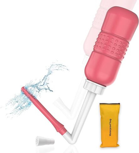 2PCS-Pack Peri Bottle for Postpartum Essentials, Feminine Care 450ml Postpartum Perineal Cleansing 15oz Portable Bidet Travel Bidet with Waterproof Storage Bag (Pink+Blue) in Kuwait