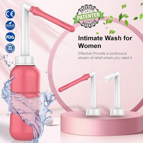 2PCS-Pack Peri Bottle for Postpartum Essentials, Feminine Care 450ml Postpartum Perineal Cleansing 15oz Portable Bidet Travel Bidet with Waterproof Storage Bag (Pink+Blue) in Kuwait