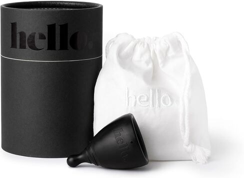 The Hello Cup Small / Medium Menstrual Cup, BPA Free, Reusable, Hypoallergenic, Recyclable, Medical Grade TPE, No Silicone, No Rubber, No Latex, Long Lasting, Smooth & Comfortable, S / M 1 ct. Black in Kuwait