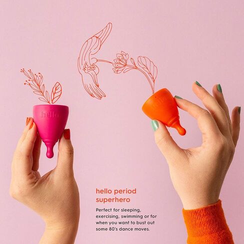 The Hello Cup Small / Medium Menstrual Cup, BPA Free, Reusable, Hypoallergenic, Recyclable, Medical Grade TPE, No Silicone, No Rubber, No Latex, Long Lasting, Smooth & Comfortable, S / M 1 ct. Black in Kuwait