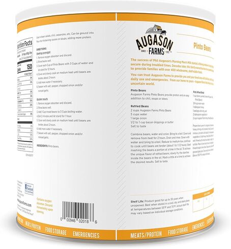 Augason Farms Pinto Beans 4 lbs 15 oz No. 10 Can in Kuwait