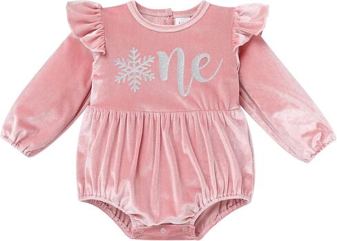 FYMNSI Infant Toddler Baby Girl Velvet Romper Solid Color Long Sleeve Jumpsuit Bodysuit Tops Birthday Clothes Fall Outfit in Saudi Arabia