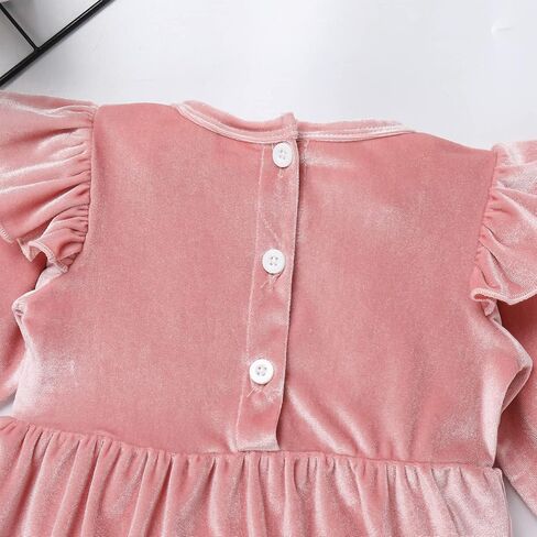 FYMNSI Infant Toddler Baby Girl Velvet Romper Solid Color Long Sleeve Jumpsuit Bodysuit Tops Birthday Clothes Fall Outfit in Saudi Arabia