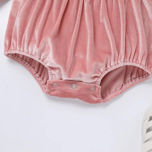 FYMNSI Infant Toddler Baby Girl Velvet Romper Solid Color Long Sleeve Jumpsuit Bodysuit Tops Birthday Clothes Fall Outfit in Saudi Arabia