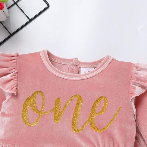 FYMNSI Infant Toddler Baby Girl Velvet Romper Solid Color Long Sleeve Jumpsuit Bodysuit Tops Birthday Clothes Fall Outfit in Saudi Arabia