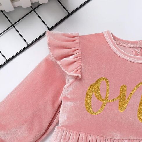 FYMNSI Infant Toddler Baby Girl Velvet Romper Solid Color Long Sleeve Jumpsuit Bodysuit Tops Birthday Clothes Fall Outfit in Saudi Arabia