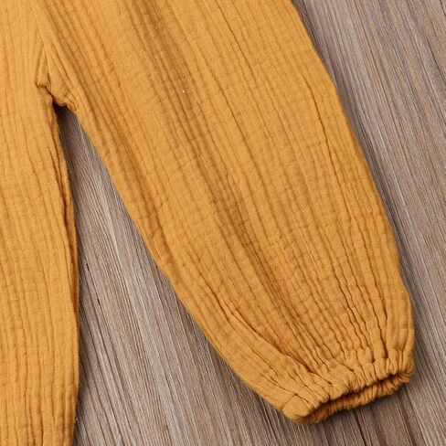 Mubineo Toddler Baby Girl Summer Fall Basic Plain Short Sleeve Cotton Linen Drawstring Romper Jumpsuit in Saudi Arabia