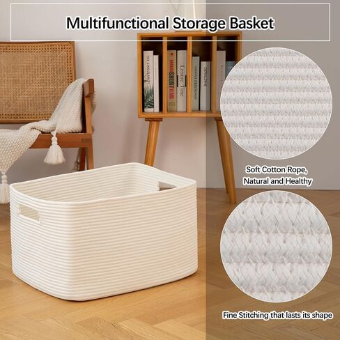 OIAHOMY 75L Large Blanket Basket, 22"x17"x12" Woven Cotton Rope Storage Basket with Handle for Organizing Blanket and Toys for Living Room, Nursery, Brown Variegated in Saudi Arabia