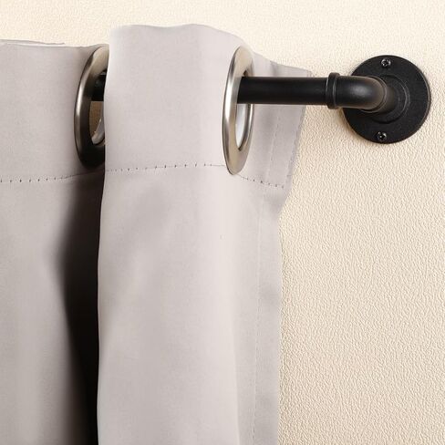 قضبان ستائر صناعية ريفية للنوافذ من 66 إلى 120 بوصة، لفافة تعتيم حول قضيب الستارة، للداخلية والخارجية، تصميم عصري بسيط، قطر قضيب 5/8 بوصة، من 86 إلى 120 بوصة، أسود in Kuwait