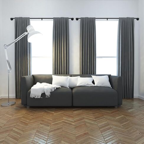 قضبان ستائر صناعية ريفية للنوافذ من 66 إلى 120 بوصة، لفافة تعتيم حول قضيب الستارة، للداخلية والخارجية، تصميم عصري بسيط، قطر قضيب 5/8 بوصة، من 86 إلى 120 بوصة، أسود in Kuwait