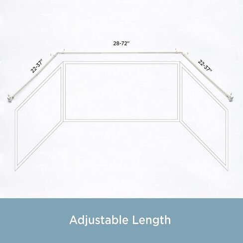 Kenney KN80708 Mission Step Square End Decorative Bay Window Curtain Rod, 78-144" Adjustable Length (22-37" Adjustable Sides, 28-72" Adjustable Middle) Brushed Nickel Finish, 3/4" Diameter Steel Tube in Saudi Arabia
