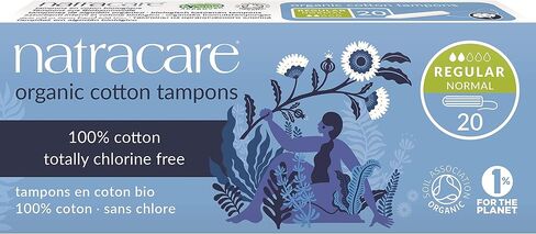 Natracare Non-Applicator 100% Organic Cotton Tampons, Regular, Totally Chlorine Free, Biodegradable and Compostable (12 Pack, 240 Tampons Total) in Saudi Arabia