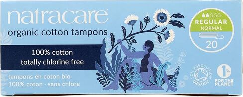 Natracare Non-Applicator 100% Organic Cotton Tampons, Regular, Totally Chlorine Free, Biodegradable and Compostable (12 Pack, 240 Tampons Total) in Saudi Arabia