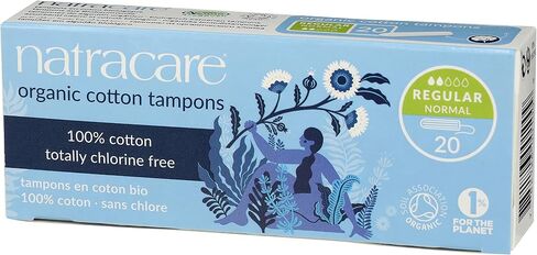 Natracare Non-Applicator 100% Organic Cotton Tampons, Regular, Totally Chlorine Free, Biodegradable and Compostable (12 Pack, 240 Tampons Total) in Saudi Arabia