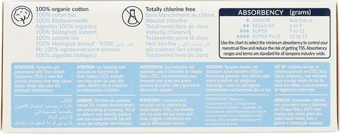 Natracare Non-Applicator 100% Organic Cotton Tampons, Regular, Totally Chlorine Free, Biodegradable and Compostable (12 Pack, 240 Tampons Total) in Saudi Arabia