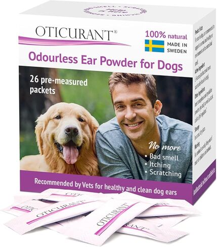 OTICURANT Dog Ear Powder | No More Itching, Scratching or Bad Smell | Reduces Waxy Build Up | No Cleaning Solution Drops or Wash Needed | 26 Easy-Dose Packets in Saudi Arabia