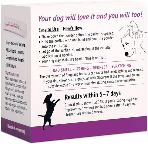 OTICURANT Dog Ear Powder | No More Itching, Scratching or Bad Smell | Reduces Waxy Build Up | No Cleaning Solution Drops or Wash Needed | 26 Easy-Dose Packets in Saudi Arabia