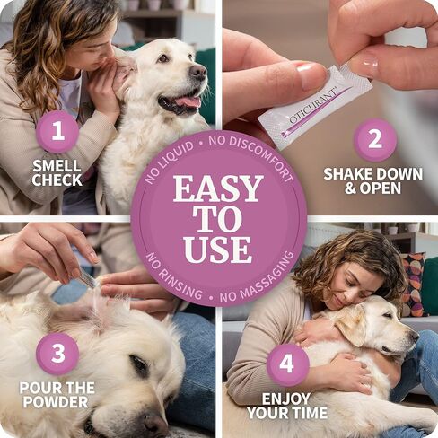 OTICURANT Dog Ear Powder | No More Itching, Scratching or Bad Smell | Reduces Waxy Build Up | No Cleaning Solution Drops or Wash Needed | 26 Easy-Dose Packets in Saudi Arabia