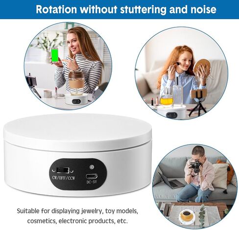 Turner Cup Rotating Display Stand for Epoxy Glitter Tumbler Display Turner 360 Degree Tumbler Spinner Display Automatic Spinning Rotating Platform Mute Photography Turntable for Art (Black,6 Pcs) in Kuwait