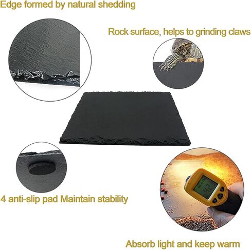 لينيفار طبق طعام على شكل سلحفاة صخرية متشمسة، طبق بلاطة للزواحف لسلحفاة جيكو والتنين الملتحي 11.87 انش × 7.87 انش × 0.15 انش in Kuwait