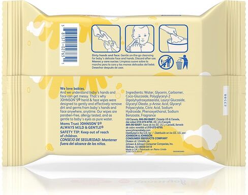 Johnson's Baby Hand and Face Wipes, 25-Count in Kuwait