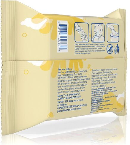 Johnson's Baby Hand and Face Wipes, 25-Count in Kuwait