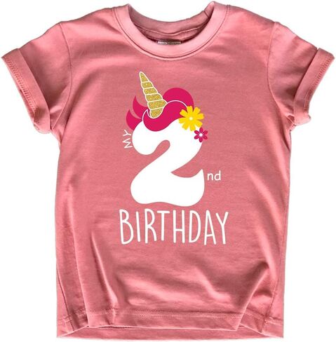 unicorn 2nd birthday outfits for toddler girls two year old 2 shirt girl second in Saudi Arabia