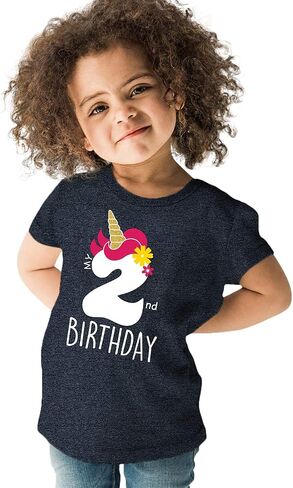 unicorn 2nd birthday outfits for toddler girls two year old 2 shirt girl second in Saudi Arabia