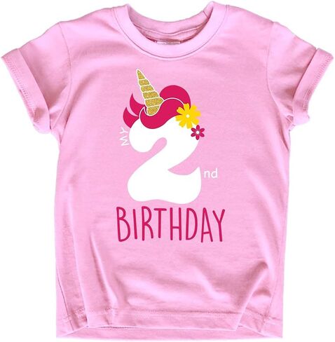 unicorn 2nd birthday outfits for toddler girls two year old 2 shirt girl second in Saudi Arabia