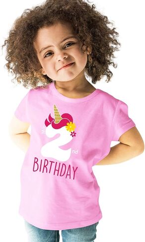 unicorn 2nd birthday outfits for toddler girls two year old 2 shirt girl second in Saudi Arabia