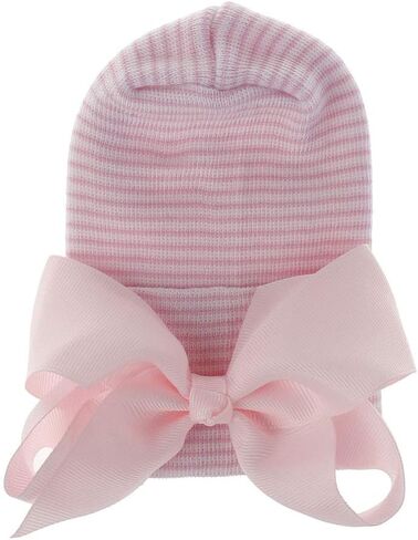 Adeimoo Newborn Hospital Hat Baby Girls Hat Cap with Bow Soft Cute Infant Knot Nursery Beanie in Saudi Arabia