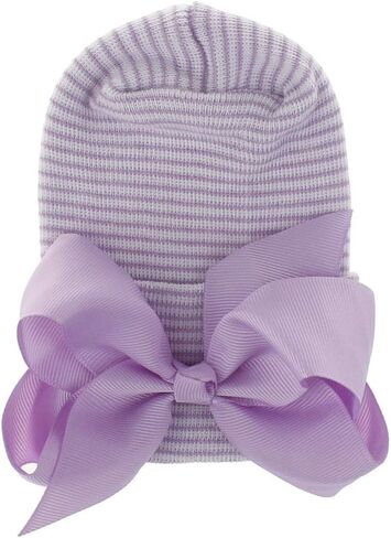 Adeimoo Newborn Hospital Hat Baby Girls Hat Cap with Bow Soft Cute Infant Knot Nursery Beanie in Saudi Arabia