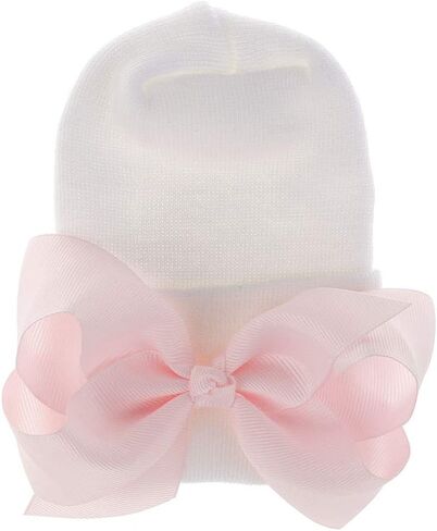 Adeimoo Newborn Hospital Hat Baby Girls Hat Cap with Bow Soft Cute Infant Knot Nursery Beanie in Saudi Arabia