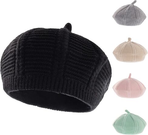 Baby Beret Hat Toddler Winter Knitted Beanie Cap Little Girls Stylish Warm Hat for 0~3 Years in Saudi Arabia