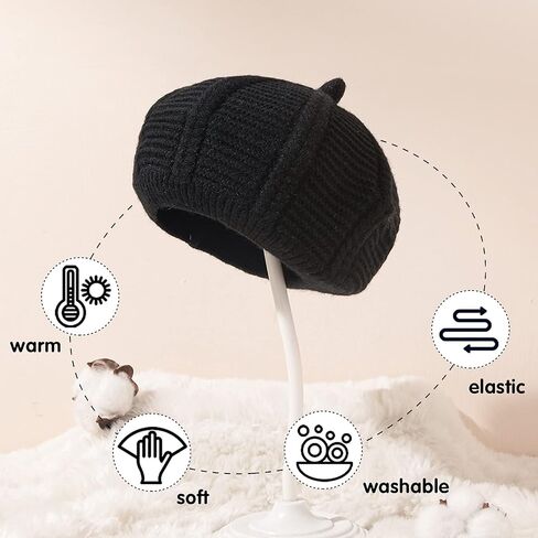 Baby Beret Hat Toddler Winter Knitted Beanie Cap Little Girls Stylish Warm Hat for 0~3 Years in Saudi Arabia