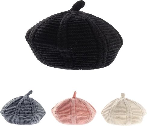 Baby Beret Hat Toddler Winter Knitted Beanie Cap Little Girls Stylish Warm Hat for 0~3 Years in Saudi Arabia